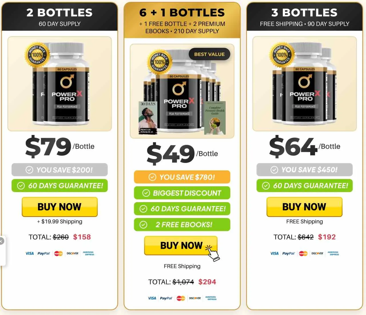 PowerX Pro Pricing Packages — 2, 3 and 6+1 Bottle Options